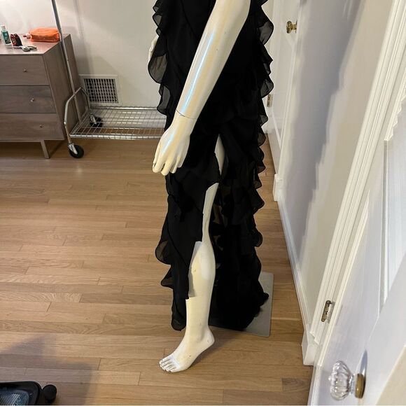 Black Ruffle Formal Gown Prom Dress - Picture 11 of 14